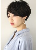 小顔　黒髪　コンパクトマッシュショート　手入れ簡単