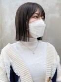 大人モード シースルーバング チョコレート 切りっぱなしボブ