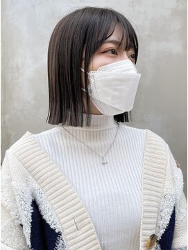 カノエ 福岡香椎店(canoe) 大人モード シースルーバング チョコレート 切りっぱなしボブ