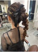 ヘアアレンジヘアセットポコポコ編み