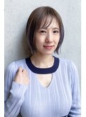 ナチュラルモードシースルーバング小顔大人可愛いショートボブ