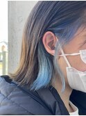 大人可愛いストレートくびれボブインナーカラー肩ライン外ハネ