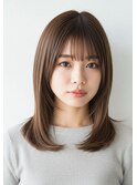 ミディアム/顔周り/レイヤーカット/ハイライト/本八幡