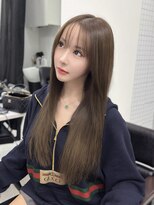 ロムーク 表参道(LOMKH) ロングレイヤーカット顔周りシールエクステ秋ヘーゼルグレージュ