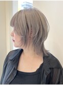 ハッシュウルフカット/ホワイトシルバーベージュ