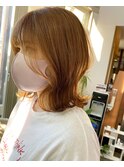 大人美人外ハネミディ春カラーくびれミディアムシアーベージュ