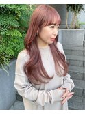 ショコラピンク_暖色系カラー_シースルー前髪_カシスブラウン2