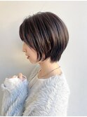 大人ショート前髪ありひし形丸顔丸みショート絶壁K20241124