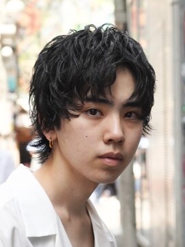 フィフスパーク(fifth PARK) 無造作パーマ×アップバングショートスタイル