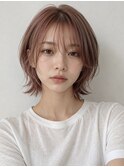 【HEY 松本】小顔くびれショートウルフ×ピンクブラウン