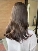 大人可愛いブリーチなしカラー透明感グレージュ小顔ヘア