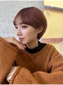 ウォームベージュカラー×束感ショート×小顔矯正立体カット