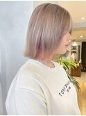 【堀惠】パールベージュ外ハネボブ20代30代40代インナーカラー