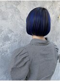 アンブレラカラーインナーカラーブルーカラーボブデザインカラー