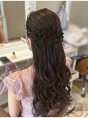 お花ハーフアップ