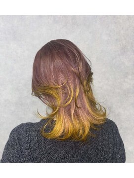 クリーブ 池袋(creeb) ピンクベージュ×イエロー裾カラー