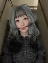 イェッカ パビル(YECCA pabil)&nbsp;ペールブルーからブラックの裾カラー（ブリーチ2回～）