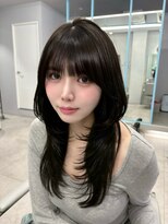 プリアバイポプルス 渋谷(pria by popls)&nbsp;ミディアムレイヤーハッシュカット顔周りレイヤーカット韓国ヘア