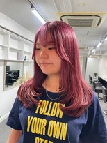 アオ(AO。)&nbsp;レイヤーカット/顔周りカット/ピンクベージュ/カシスレッド