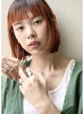 オレンジ×ボブスタイル