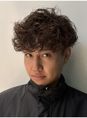 メンズパーマシャドウパーマメンズブラウンカラー熊本下通
