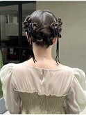 薬院 顔まわりレイヤーカット ヘアセット ブリーチなしカラー