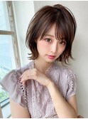 【20代30代】レイヤーボブ/ココアブラウン/小顔顔周りレイヤー