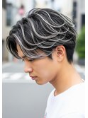 ハイライトシルバーカラー白髪ぼかしメッシュ