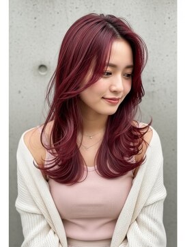 フルショウ 苦楽園店(FURUSHO) チェリーレッド/バーガンディ/エアウェーブパーマ/くびれ巻き