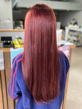 マップデザイン(map design) ブリーチ レッドブラウン ロング 髪質改善トリートメント 20代