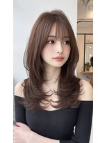 レス(Les.)&nbsp;ミディアムレイヤーバタフライカットハッシュカットダークグレー