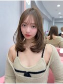 ハッシュカット/韓国レイヤー/顔まわり/ブラウン/ベージュ/前髪
