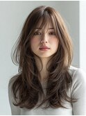 ハッシュカット/バーガンディ/ミディアムレイヤー/韓国ヘア
