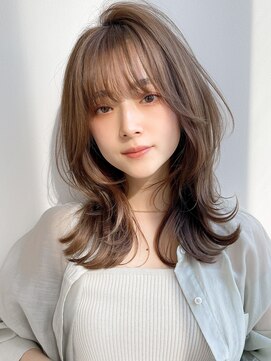 アグノス 青山(Agnos) くびれヘア ピンクベージュ インナーグレージュ 前髪 レイヤー