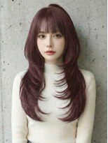 シュガーアンドソルト(SUGAR&SALT)&nbsp;ワインレッドで魅せる、ハッシュカット×韓国巻き