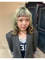 グッドフェローズ キタホリエ(GoodFellas kitahorie)&nbsp;透明感抜群ハイトーンレイヤーカールミディブリーチ透明感カラー