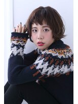 ビグディーサロン(BIGOUDI SALON) ミルクティーカラー＋ハネさせショートボブ