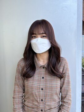 エアー 青山(AIR) ピンクベージュ/韓国ヘア/レイヤーロング/シースルーバング