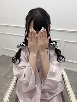 【ヘアメ】浴衣で可愛く＊編みおろしツイン×ハートヘア＊新井