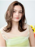 韓国風レイヤーうるツヤロブ×ミルクティーベージュカラー