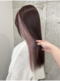 インナーカラー ホワイトピンク ブリーチカラー 表参道