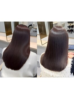 髪質改善カットが話題◆一人ひとりの髪質に合わせたストレート剤を使用。ダメージレスなストレートを再現