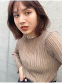 マロンベージュ/くびれボブ/ラフニュアンス