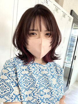 ムク 横浜店(muku) ダブルカラーピンクベージュベージュカラーケアブリーチミニボブ