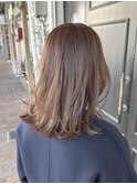 艶カラー/透明感カラー/ミディアムヘア/髪質改善トリートメント