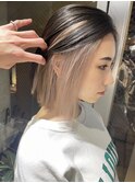 ホワイトベージュ ケアブリーチ インナーカラー ハイライト