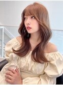 ブラウンカラー×外ハネロング