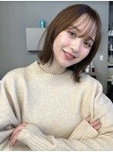 大人ボブ渋谷レイヤーカットミディアムボブベージュブリーチなし