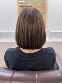 ブリーチなしミルクティーベージュ ボブ 内巻きボブ