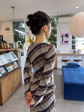 O アップスタイルヘアセットヘアアレンジ春ヘアーハーフアップ